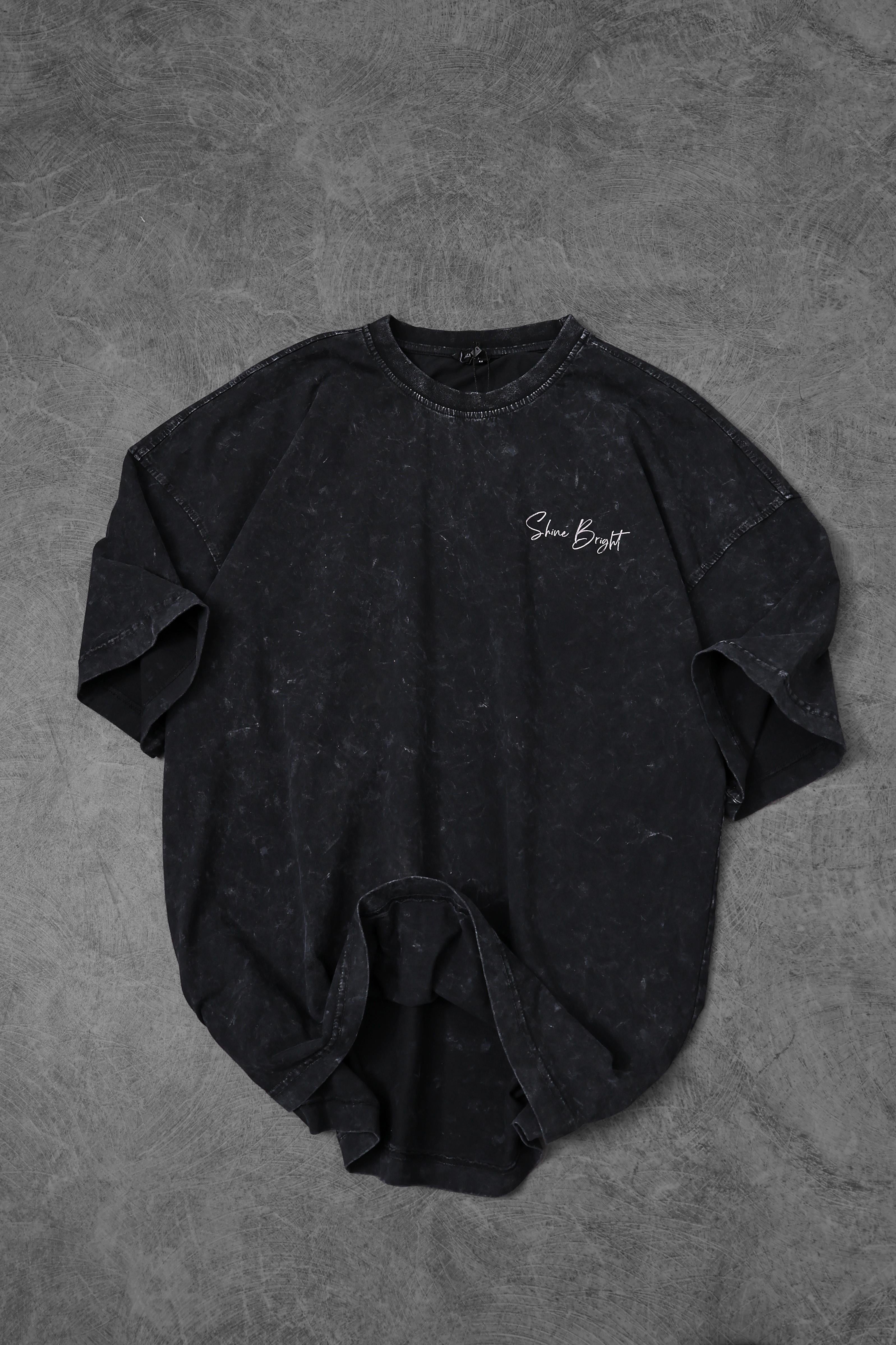 Men's Anthracite Shine Bright Special Wash Fabric Oversize T-shirt